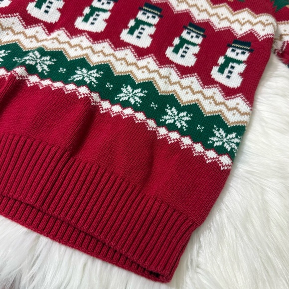 The Children’s Place Red Snowman Fair Isle Quarter Zip Sweater -Boys Size 7/8 - Picture 10 of 15